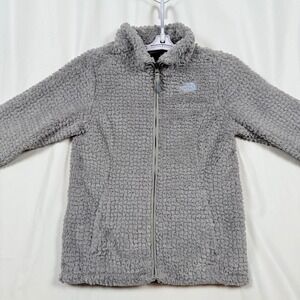 The North Face Girls' Gray Fuzzy Fleece Full Zip Jacket Size L (14/16)